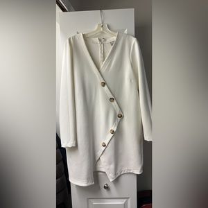 White dress with buttons